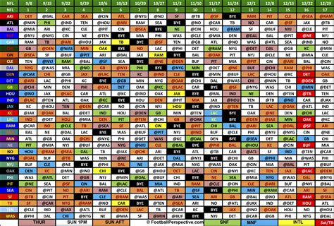 nfl schedule with standings